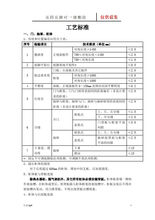 橱柜工艺及验收标准(谷风优文)