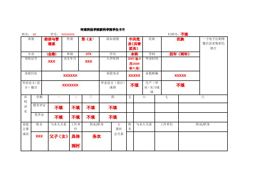 河南科技学院新科学院学生卡片