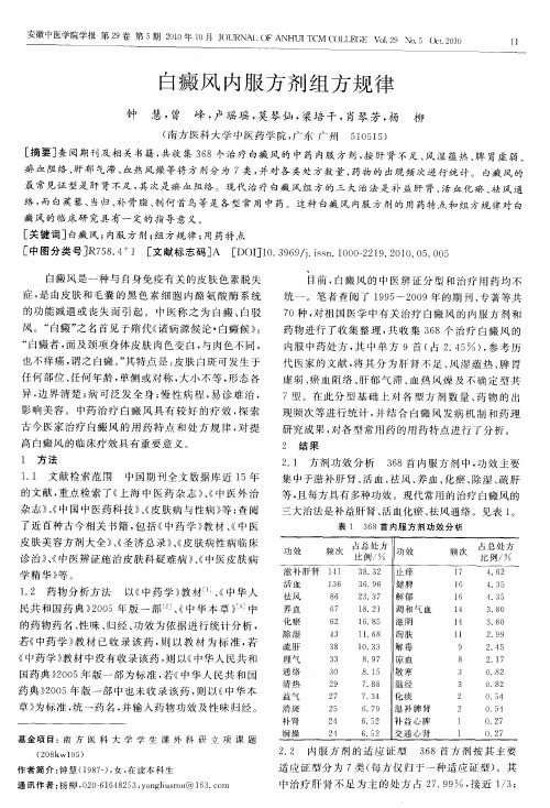 白癜风内服方剂组方规律