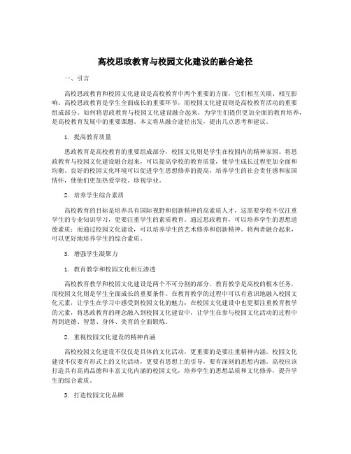 高校思政教育与校园文化建设的融合途径