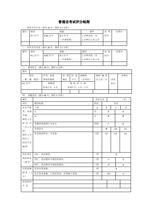 普通话考试评分细则
