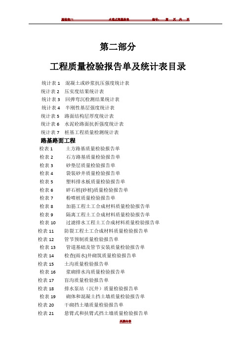 公路工程施工表格(第二册)(检验报告单)