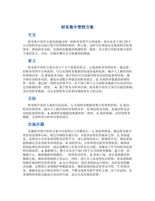 财务集中管控方案