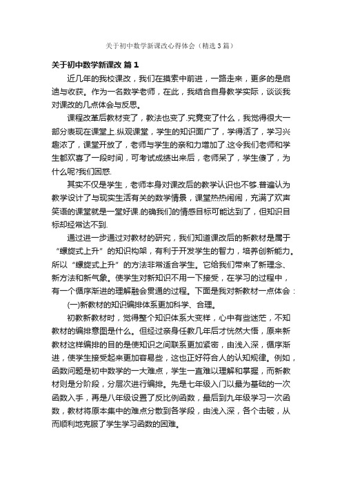 关于初中数学新课改心得体会（精选3篇）