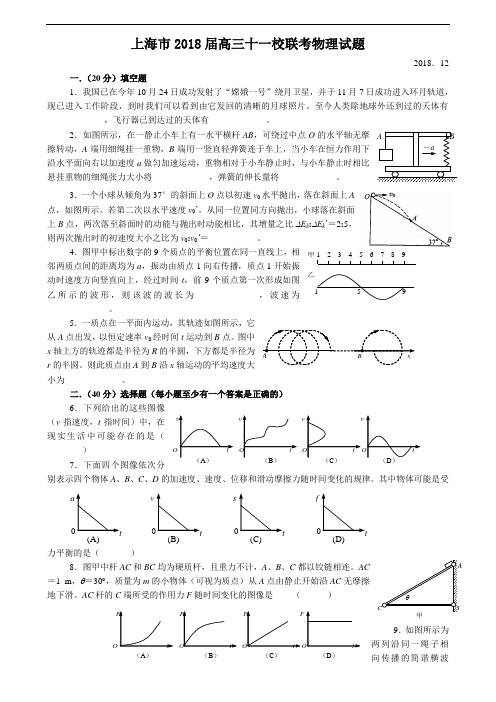 最新-上海市2018届高三十一校联考物理试题 精品