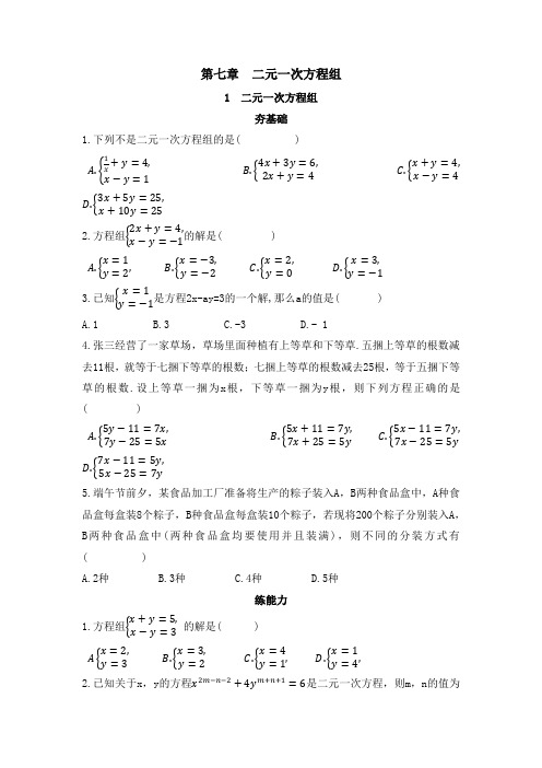 二元一次方程组(同步练习)鲁教版(五四制)数学七年级下册