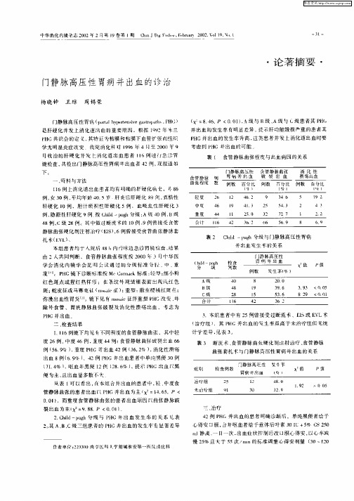 门静脉高压性胃病并出血的诊治