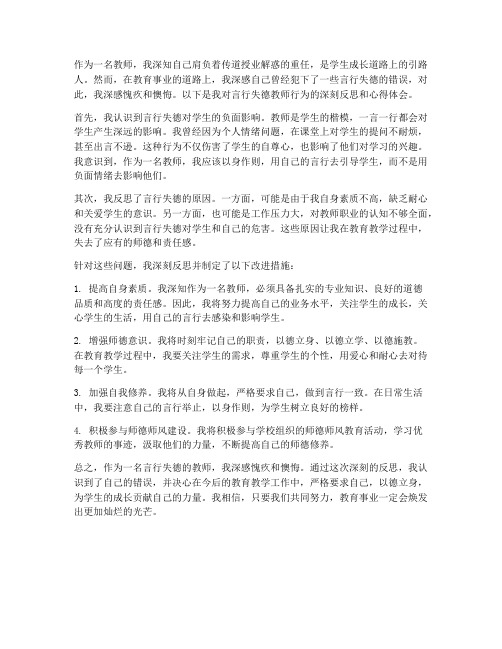 言行失德的教师心得体会