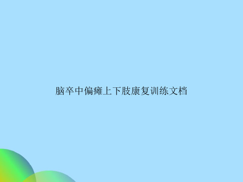 脑卒中偏瘫上下肢康复训练文档