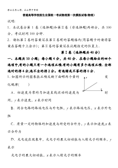 河北省沧州市2011高考一模物理试卷