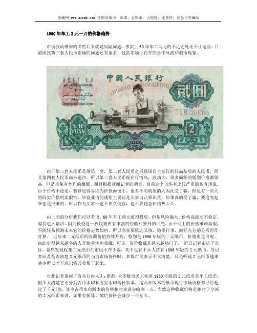 1960年车工2元一刀的价格趋势