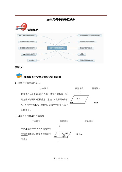 北京高三复习2021立体几何中的垂直关系