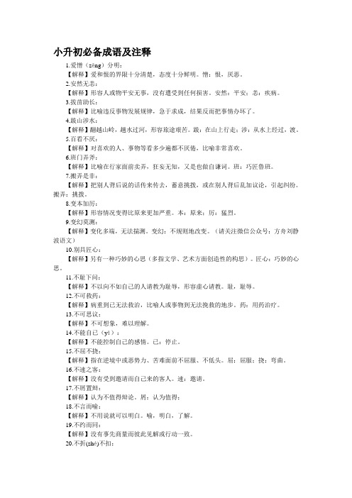 小升初必备成语及注释
