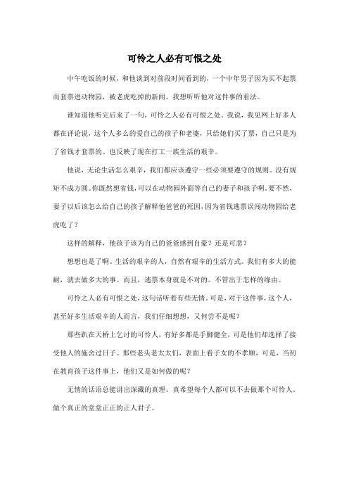 可怜之人必有可恨之处_高中高三作文500字