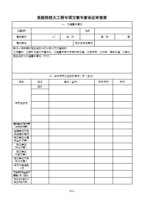 危险性较大工程专项方案专家论证审查表