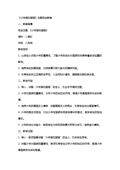 《少年强则国强》主题班会教案