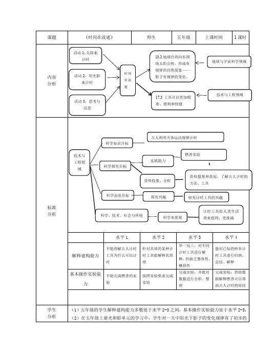 小学五年级上学期科学《时间在流逝》教案