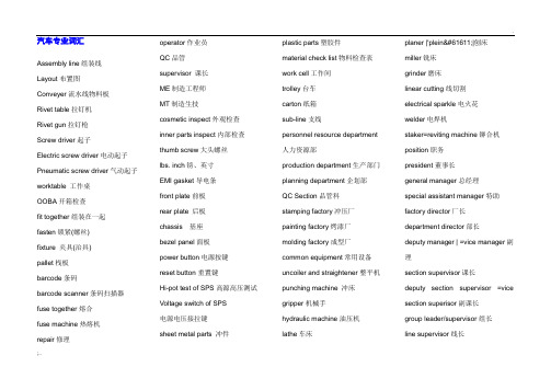 汽车制造专业英语词汇大全