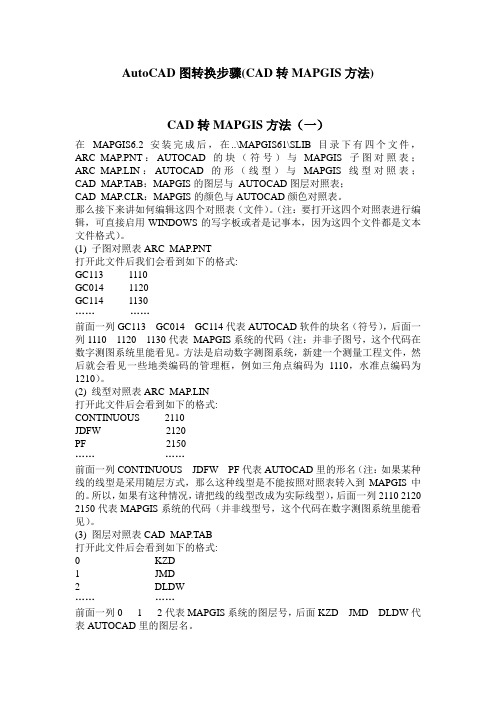 常规AutoCAD图转换步骤(CAD转MAPGIS方法)