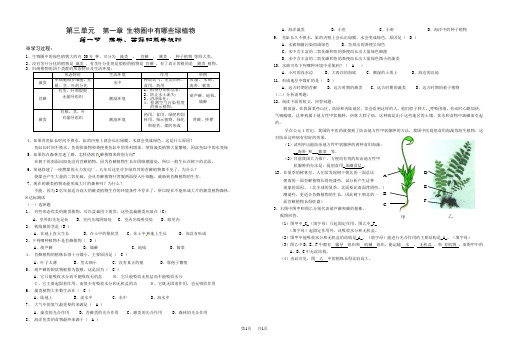 七年级生物第一节藻类、苔藓和蕨类植物(同步练习、带答案)