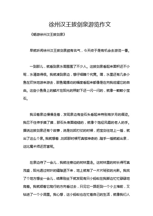 徐州汉王拔剑泉游览作文