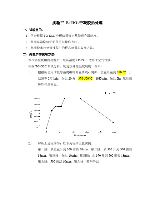 纳米实验 BaTiO3干凝胶热处理