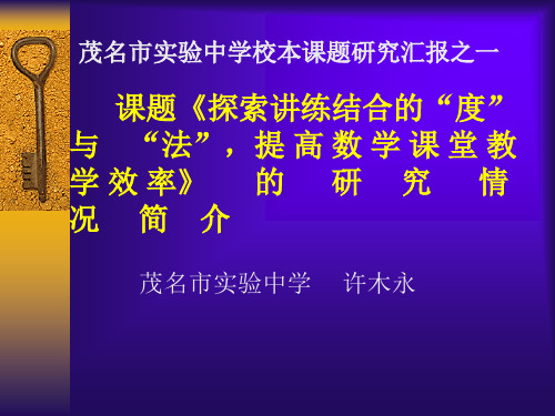 探索讲练结合的“度”与“法”,提高数学课堂教学效率