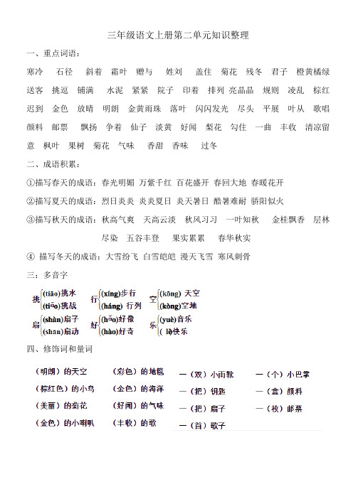 部编版三年级上册语文第二单元知识整理