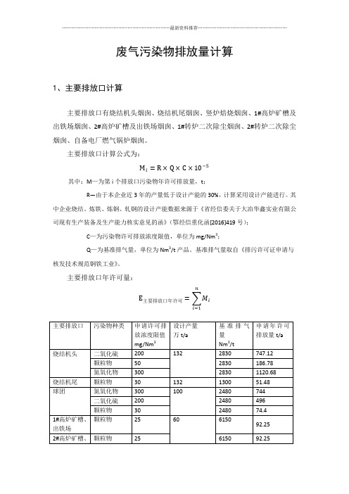 废气污染物排放量计算精编版