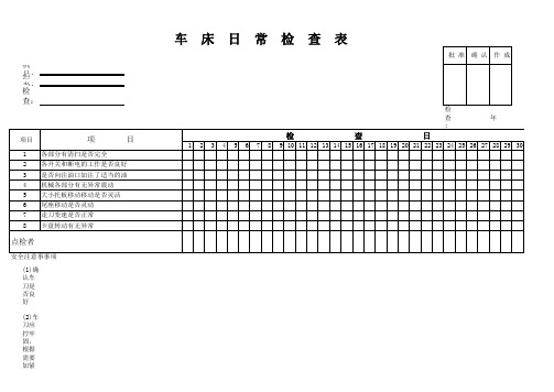 车床日常检查表