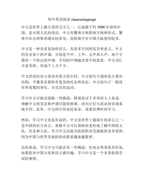 初中英语阅读chineselanguage
