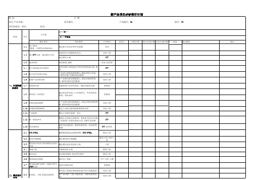 项目APQP推行计划2018.02.08