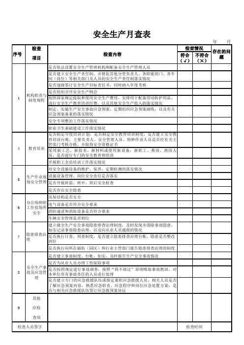 简洁版：安全日周月查表最新表格(3个工作表,可直接打印)