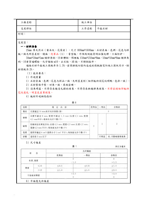 室内装饰干挂石材技术交底大全