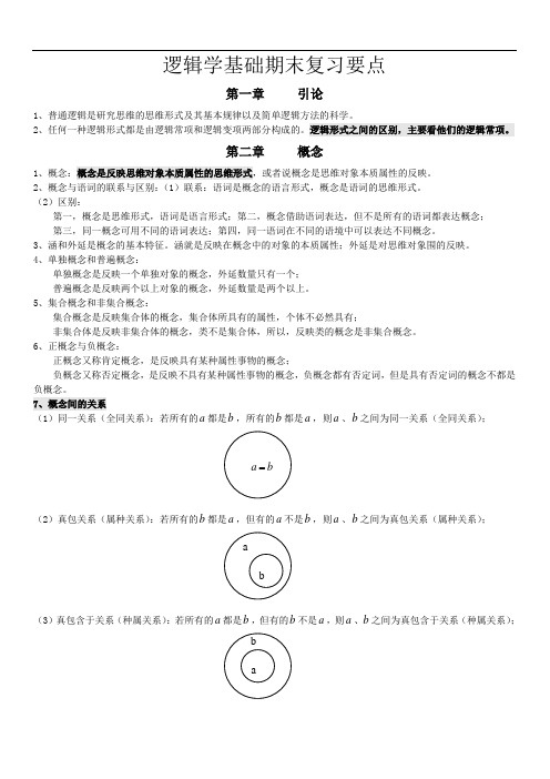 逻辑学基础复习要点