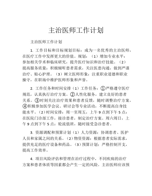 主治医师工作计划