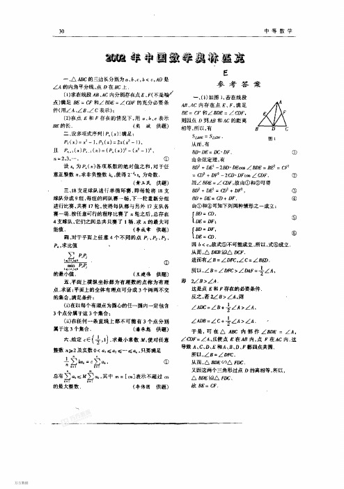 2002年中国数学奥林匹克