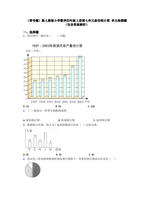 (常考题)新人教版小学数学四年级上册第七单元条形统计图 单元检测题(包含答案解析)