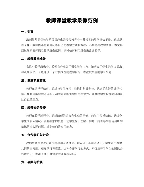 教师课堂教学录像范例