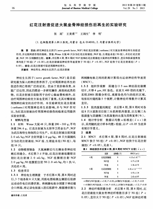 红花注射液促进大鼠坐骨神经损伤后再生的实验研究