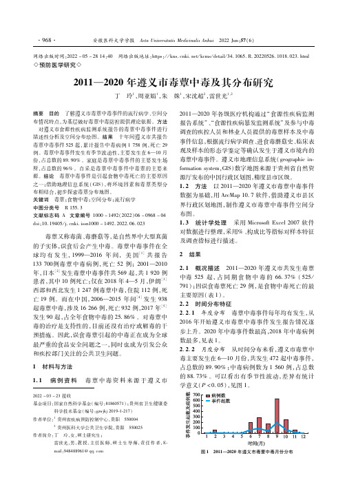 2011—2020年遵义市毒蕈中毒及其分布研究