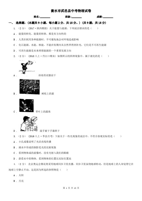 衡水市武邑县中考物理试卷