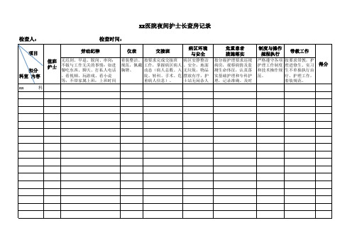 护士长夜查房记录