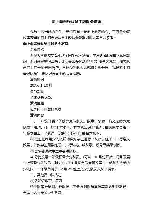 向上向善好队员主题队会教案