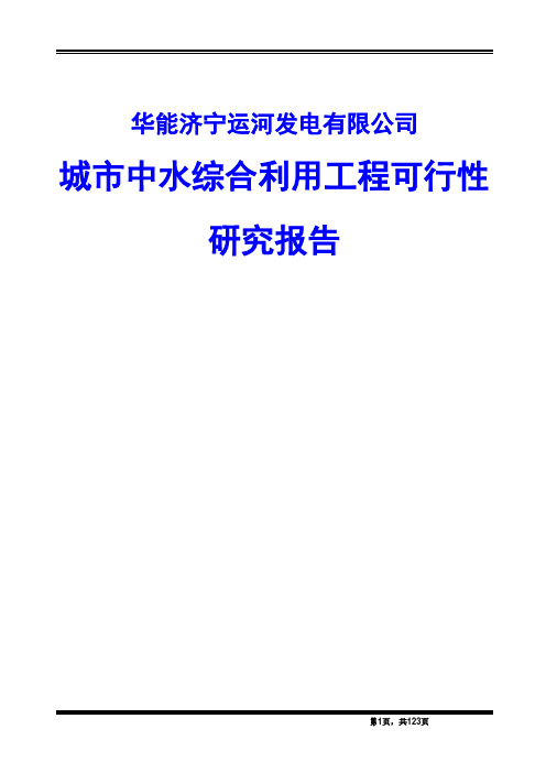 城市中水综合利用工程可行性研究报告