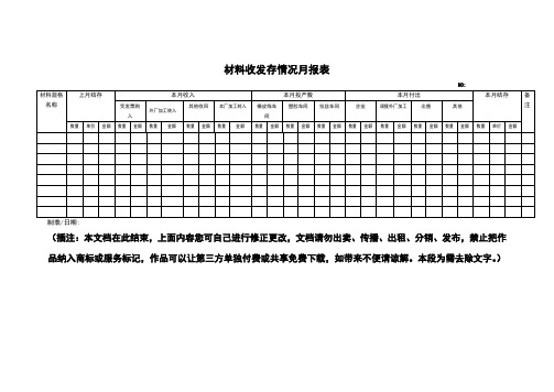 材料收发存情况月报表