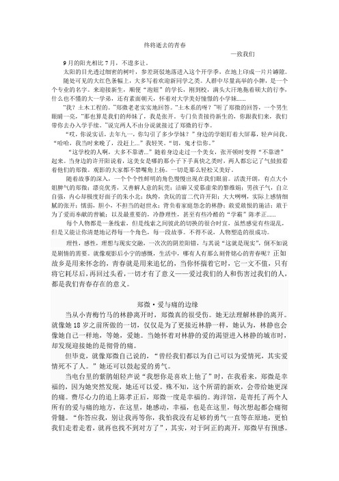 终将逝去的青春——致我们