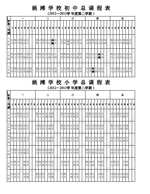 2012-2013总课程表.9月25日xls