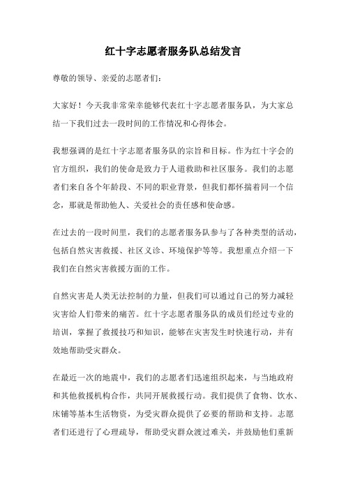 红十字志愿者服务队总结发言