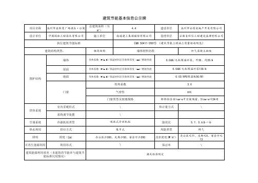 建筑节能基本信息公示牌